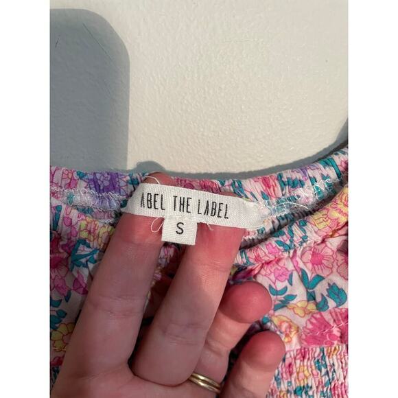 Anthropologie Abel The Label Pink Floral Smocked Tiered Off Shoulder Maxi Dress - Picture 9 of 9